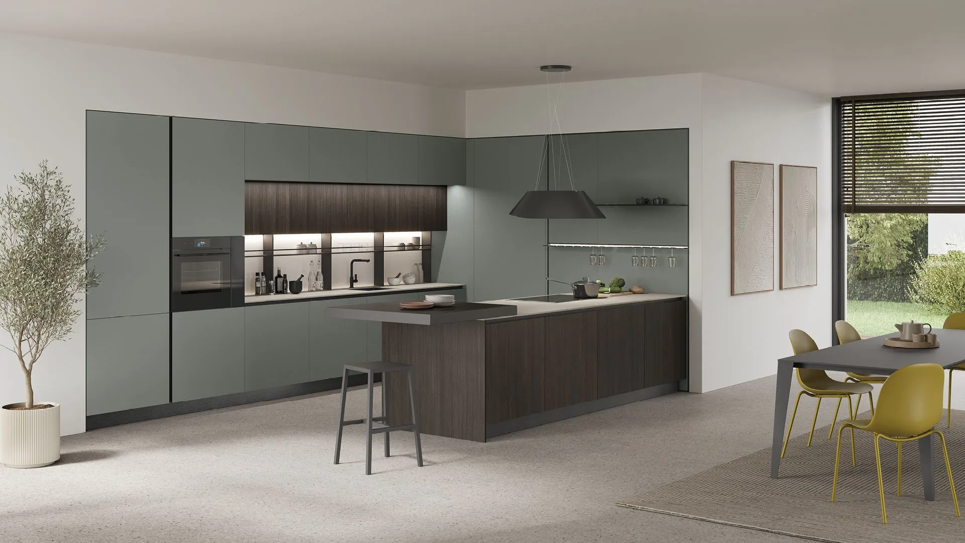 Walnut, Stone and Jade meet in the kitchen