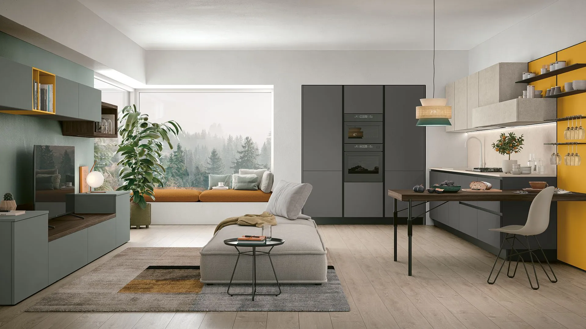 Walnut, Stone and Jade meet in the kitchen